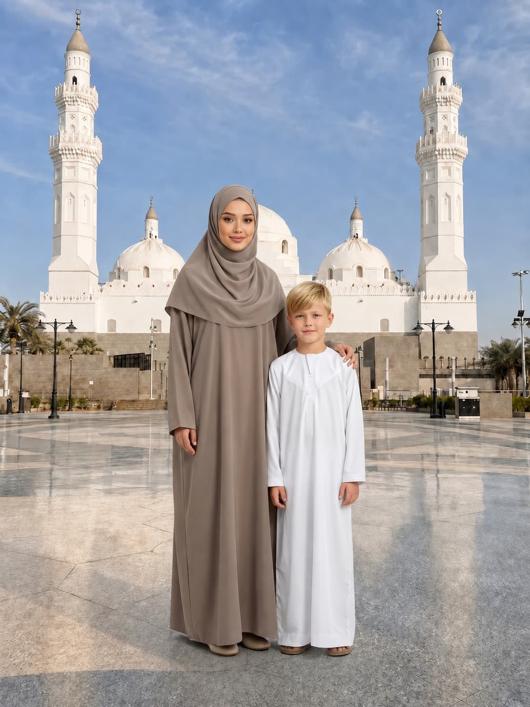 A Memory With A Mother And Her Child In The Courtyard Of The White Mosque
